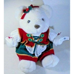 Vintage KMart Girl Teddy Bear 1995 Christmas Family Stuffed Plush with bow